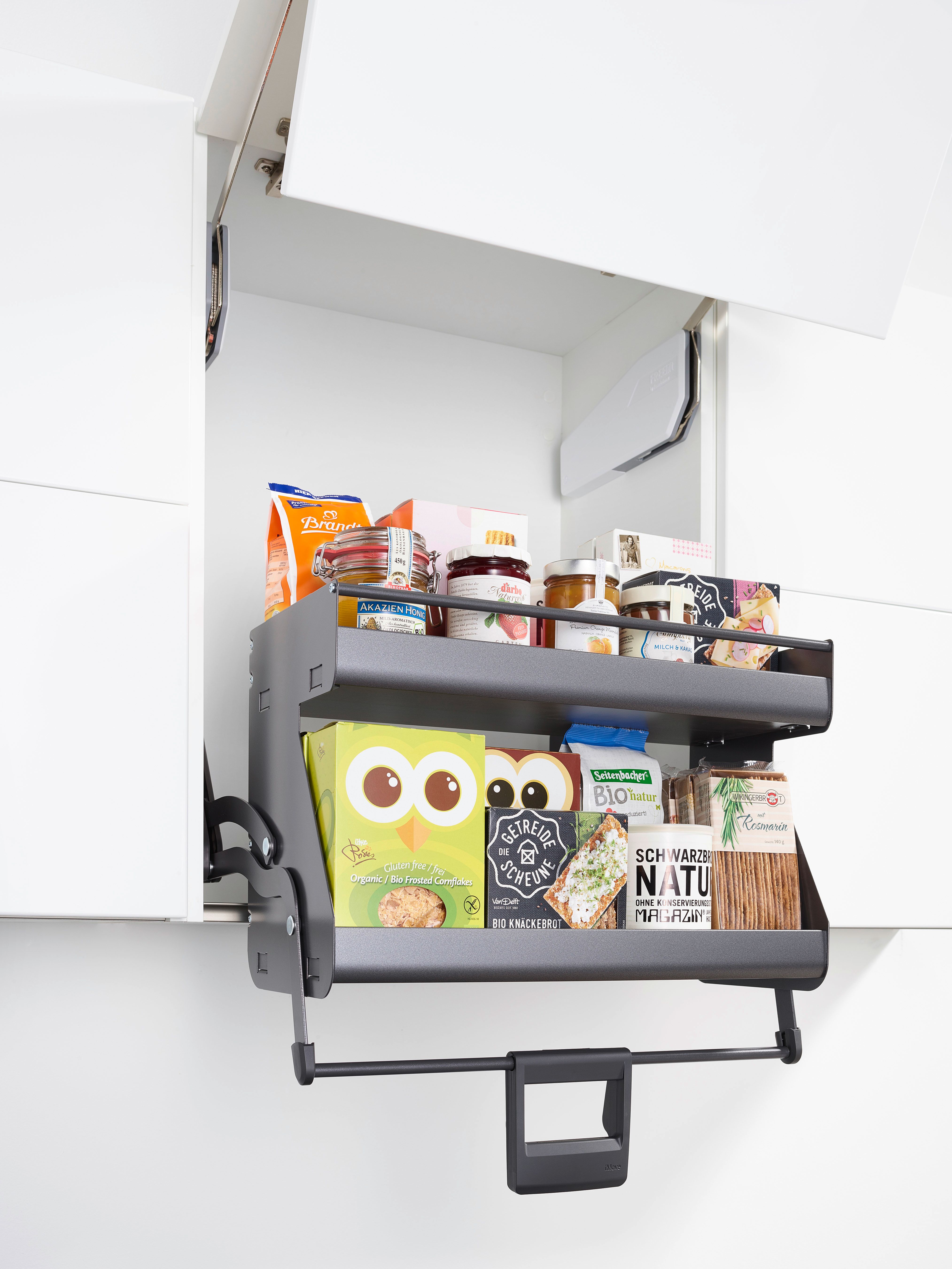 Pull down deals kitchen shelf