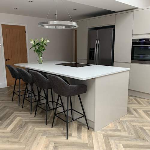 Before and after pics. I’d nearly forgotten the mess we lived in!!! 🙈😂😂. We stopped for a break at Christmas and now we’re struggling to find any motivation to get going again! Still loads to do 😬 but love this room so much 😍 illustrations_by_matt #kitchen #magnet #magnetkitchens #extensions #homeimprovement #diy #karndeanflooring #karndean #next #dfs #myfurniturecom