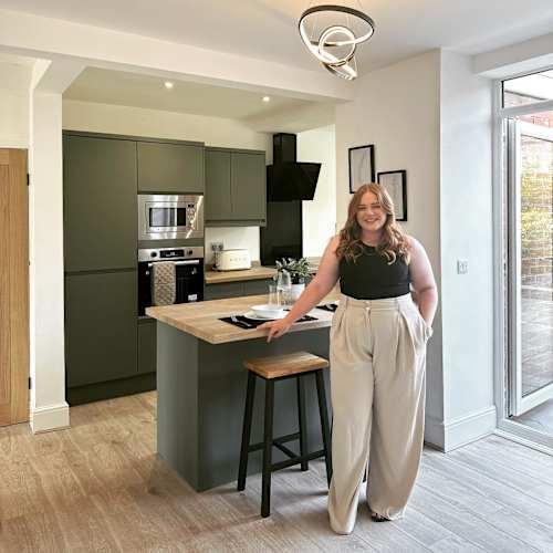 KITCHEN TRANSFORMATION 😍🏡 

The kitchen and dining area of Project Queens is definitely one of most impressive transformations I’ve done. 

The original kitchen was a typical galley kitchen with not much space and the dining room didn’t have a spacious feel about it. So the internal wall between the dining room and kitchen had to be removed to create an open plan kitchen dining area. 

Two JSR’s were installed and signed off with building control alongside new electrics, plumbing, stud work, plastering, patio doors and decorating. 

The modern sage green kitchen lifts the room yet making it feel cosy and warm plus perfect for entertaining with the island and patio doors onto the Indian stone patio area 🙌🏻 

I couldn’t be happier with the outcome of the kitchen, it’s exceeded all expectations of how it would look 😍

Take a look at the before and after pictures! 

#property #propertyinvestments #PropertyDevelopment #propertymarket #propertydeveloper #propertyinvestor #propertyrenovation #propertyrental #flippinghouses #investmentproperty #investing #barnsley #reno #renovation #renovationproject #propertysistersuk #themoneyhoney #yorkshire #kitchen #kitchendesign #kitchendecor #kitcheninspiration #kitchenrenovation #kitchentransformation #magnetkitchens