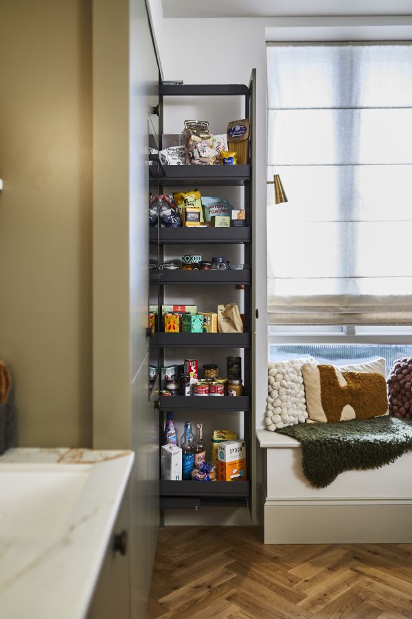 Pull out clearance larder shelves