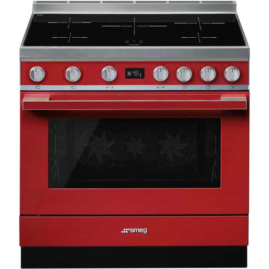 Smeg 90cm Portofino Electric Range Cooker Red CPF9IPR Range