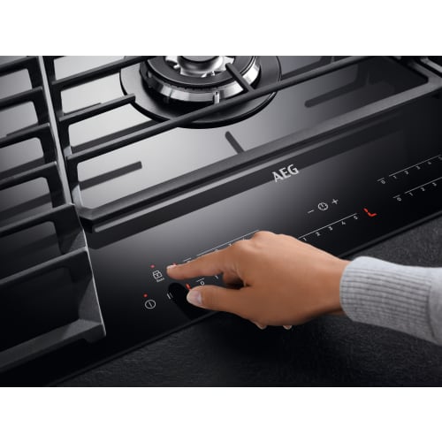Aeg 5 burner gas hob black glass on sale