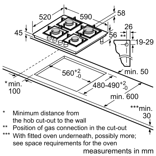 Bosch white glass gas hob top