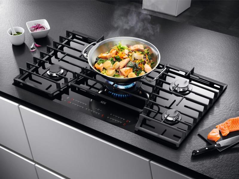 AEG Builtin 90cm TouchSure Gas on Glass Hob HVB95450IB