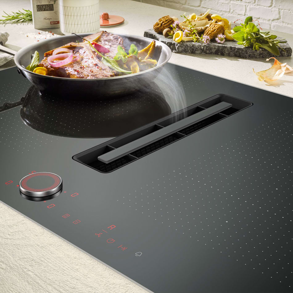 Black integrated extractor fan outlet