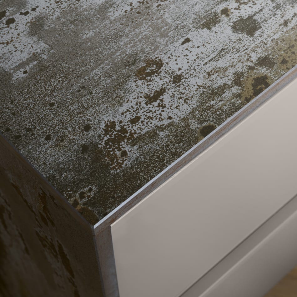 Rustic textured countertop with light cabinetry | HTH
