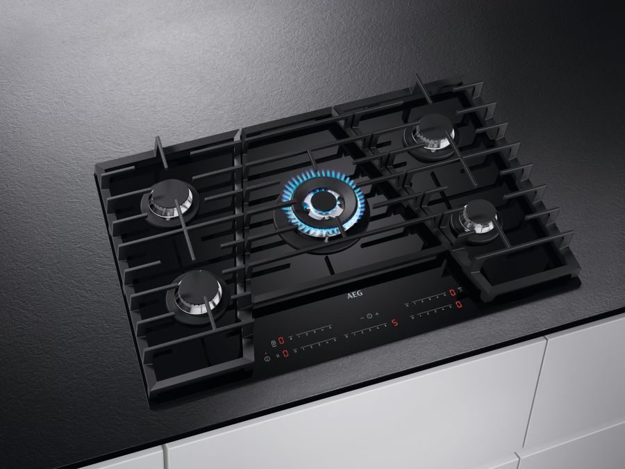 AEG Builtin 75cm TouchSure Gas on Glass Hob HVB75450IB Venting Hobs